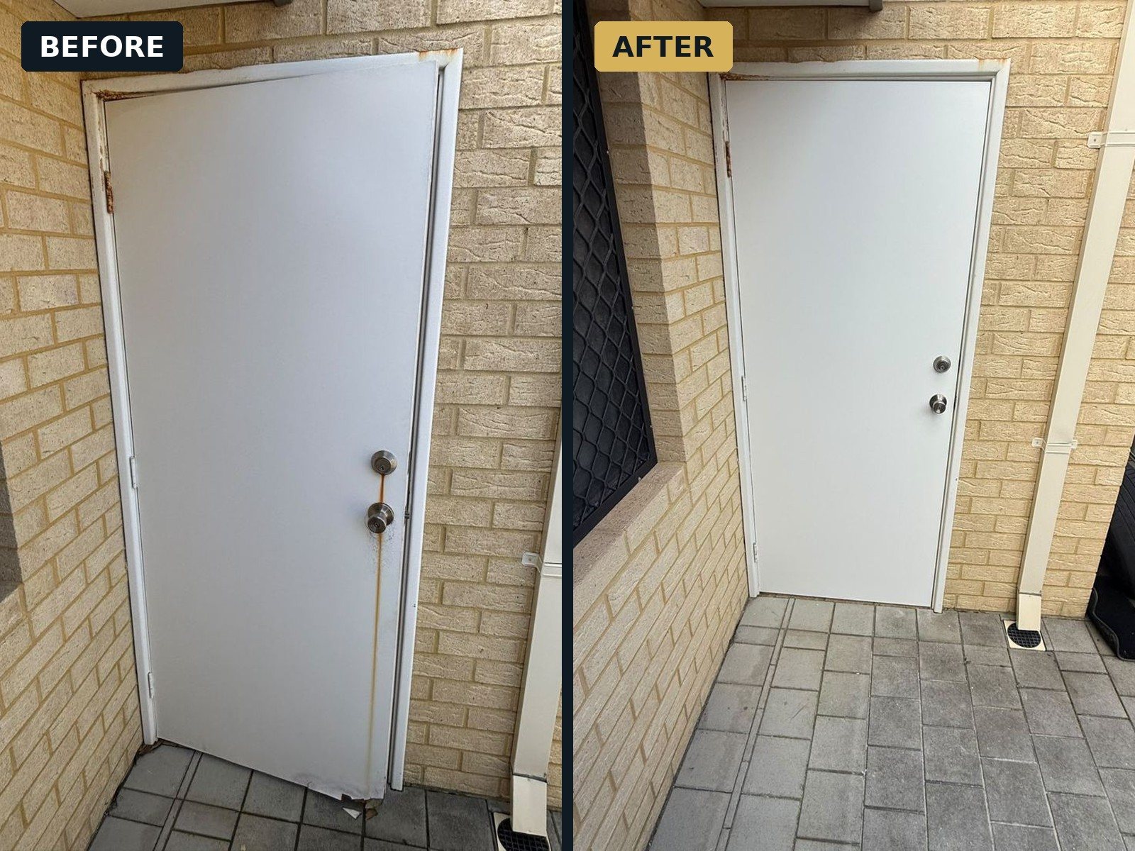 Before and after exterior door replacement
