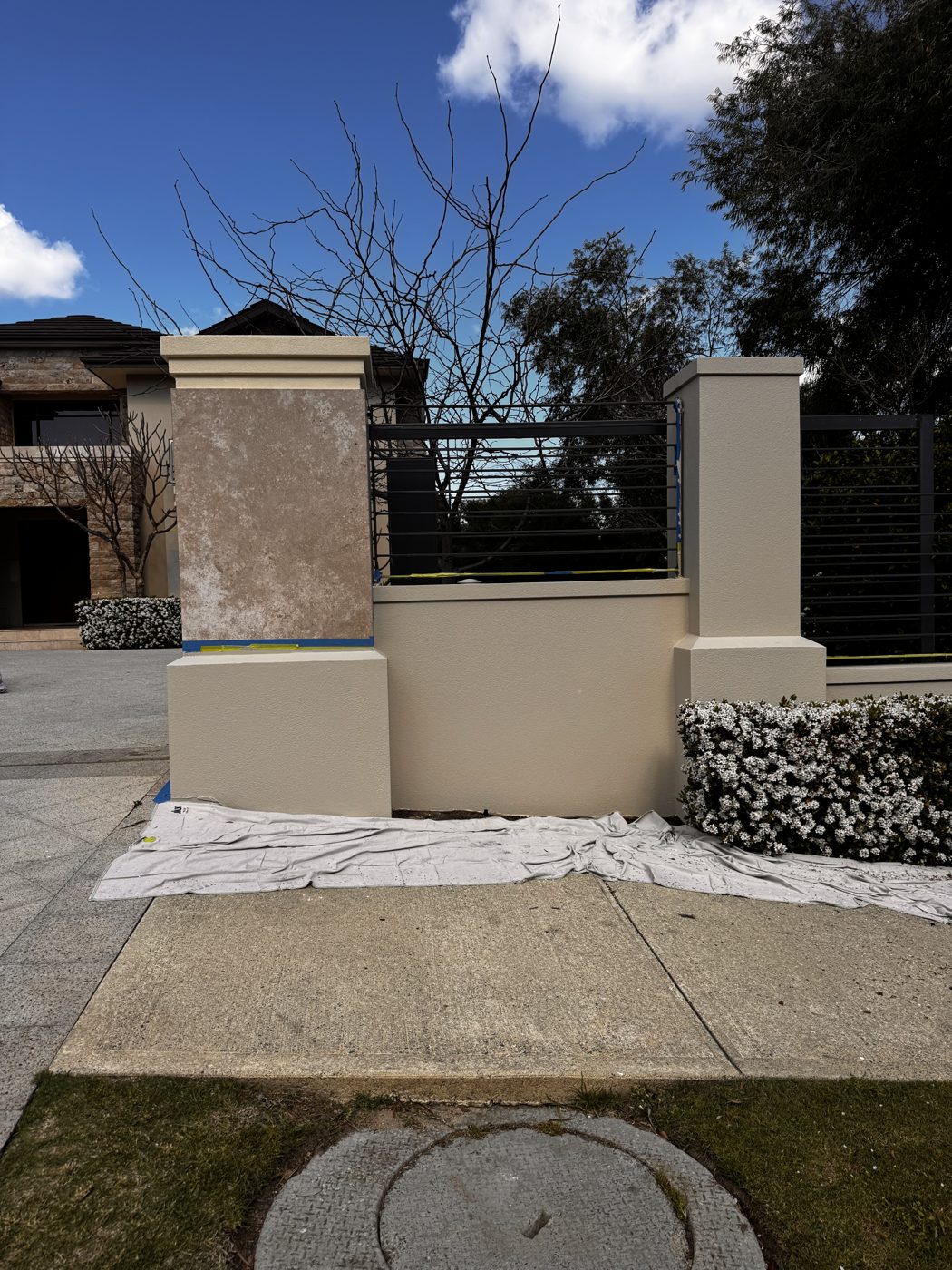 Front wall and pillars repainted